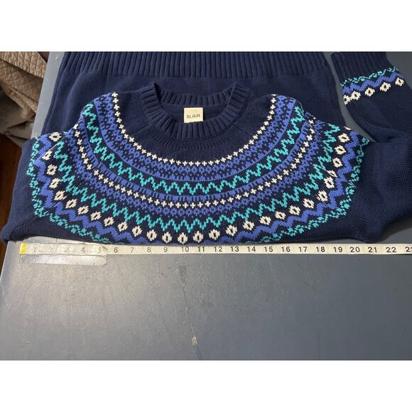 Blair Womens Fair Isle Knit Sweater Medium Nordic Cabincore - Picture 4 of 11